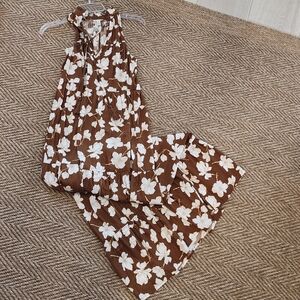 Versona Brown and White Floral Maxi Dress